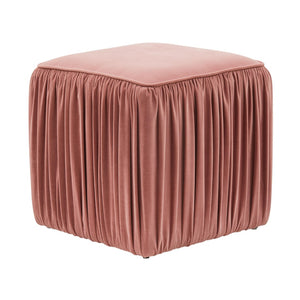 TOV Furniture Morgan Pleated Velvet Ottoman - Chic Multifunctional Accent for Modern Living Spaces and Comfort Mauve TOV-OC68215
