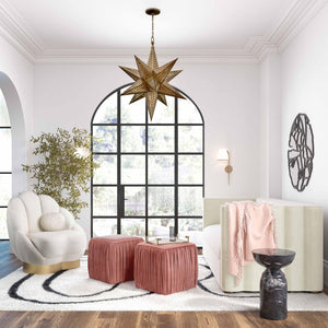 TOV Furniture Morgan Pleated Velvet Ottoman - Chic Multifunctional Accent for Modern Living Spaces and Comfort Mauve TOV-OC68215