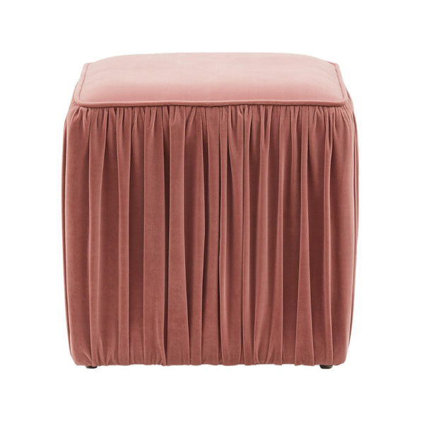 TOV Furniture Morgan Pleated Velvet Ottoman - Chic Multifunctional Accent for Modern Living Spaces and Comfort Mauve TOV-OC68215