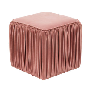 TOV Furniture Morgan Pleated Velvet Ottoman - Chic Multifunctional Accent for Modern Living Spaces and Comfort Mauve TOV-OC68215