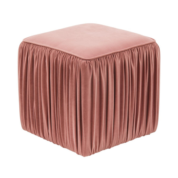 TOV Furniture Morgan Pleated Velvet Ottoman - Chic Multifunctional Accent for Modern Living Spaces and Comfort Mauve TOV-OC68215