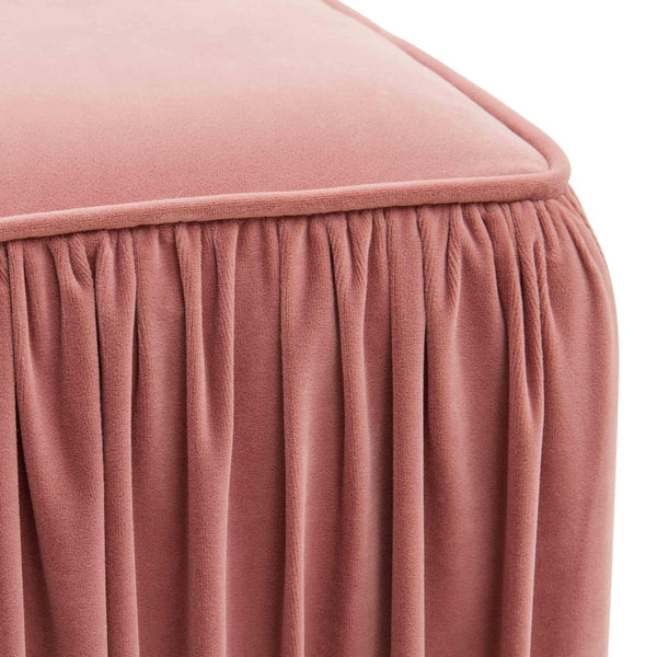 TOV Furniture Morgan Pleated Velvet Ottoman - Chic Multifunctional Accent for Modern Living Spaces and Comfort Mauve TOV-OC68215