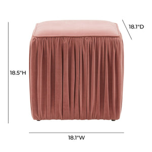TOV Furniture Morgan Pleated Velvet Ottoman - Chic Multifunctional Accent for Modern Living Spaces and Comfort Mauve TOV-OC68215