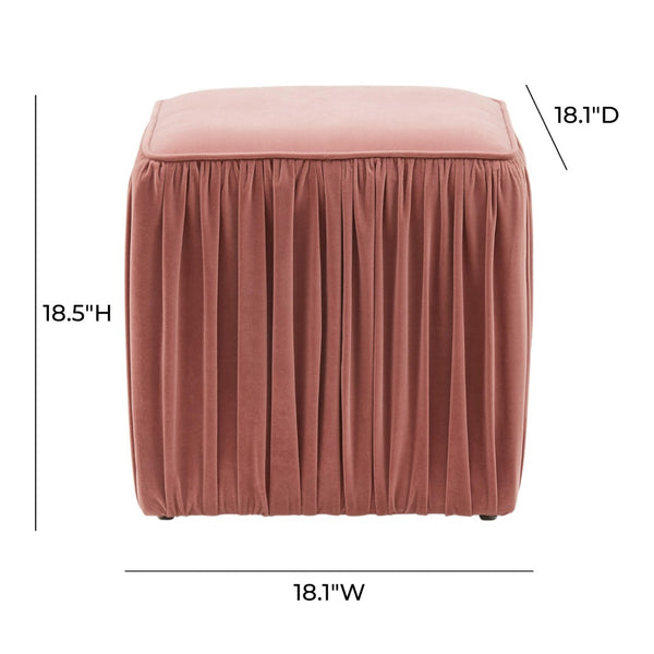 TOV Furniture Morgan Pleated Velvet Ottoman - Chic Multifunctional Accent for Modern Living Spaces and Comfort Mauve TOV-OC68215
