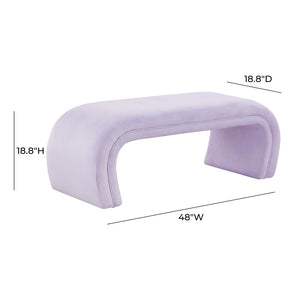 TOV Furniture Kenya 48" Velvet Bench - Luxurious Waterfall Design for Entryways, Bedrooms, and Living Rooms Lavender TOV-OC68348