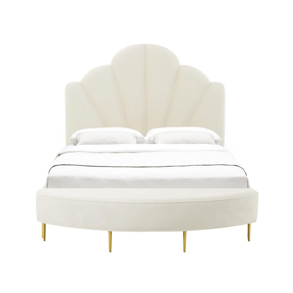 TOV Furniture Bianca Velvet Bench - Luxurious Handcrafted Accent with Gold Legs for Chic Living Spaces & Bedrooms Cream / King TOV-OC68354
