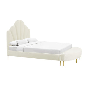 TOV Furniture Bianca Velvet Bench - Luxurious Handcrafted Accent with Gold Legs for Chic Living Spaces & Bedrooms Cream / King TOV-OC68354