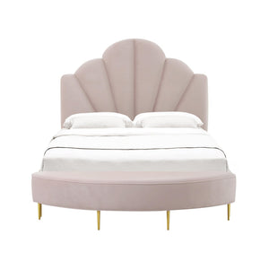 TOV Furniture Bianca Velvet Bench - Luxurious Handcrafted Accent with Gold Legs for Chic Living Spaces & Bedrooms Blush / Full TOV-OC68358