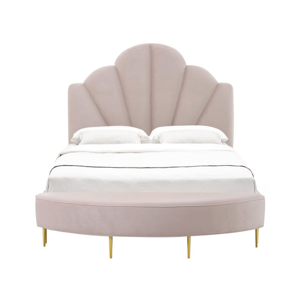 TOV Furniture Bianca Velvet Bench - Luxurious Handcrafted Accent with Gold Legs for Chic Living Spaces & Bedrooms Blush / Full TOV-OC68358