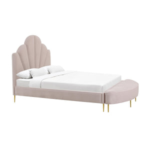 TOV Furniture Bianca Velvet Bench - Luxurious Handcrafted Accent with Gold Legs for Chic Living Spaces & Bedrooms Blush / Full TOV-OC68358