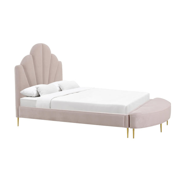 TOV Furniture Bianca Velvet Bench - Luxurious Handcrafted Accent with Gold Legs for Chic Living Spaces & Bedrooms Blush / Full TOV-OC68358