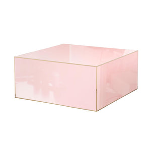 TOV Furniture Havana 35" Glass Square Coffee Table - Modern Chic Design with Gold Accents for Luxe Living Spaces Pink TOV-OC68463