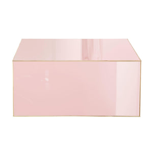 TOV Furniture Havana 35" Glass Square Coffee Table - Modern Chic Design with Gold Accents for Luxe Living Spaces Pink TOV-OC68463