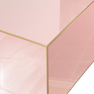 TOV Furniture Havana 35" Glass Square Coffee Table - Modern Chic Design with Gold Accents for Luxe Living Spaces Pink TOV-OC68463