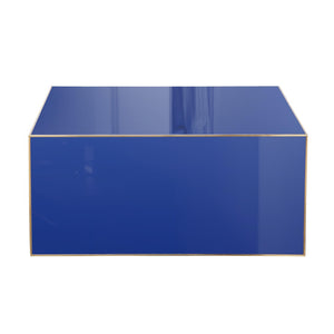 TOV Furniture Havana 35" Glass Square Coffee Table - Modern Chic Design with Gold Accents for Luxe Living Spaces Blue TOV-OC68464