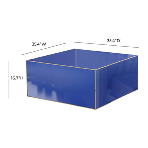 TOV Furniture Havana 35" Glass Square Coffee Table - Modern Chic Design with Gold Accents for Luxe Living Spaces Blue TOV-OC68464