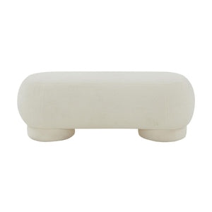TOV Furniture Mara 43" Vegan Shearling Ottoman - Plush Comfort Meets Modern Style for Effortless Home Elegance Cream TOV-OC68538
