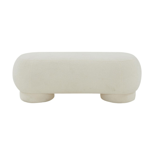 TOV Furniture Mara 43" Vegan Shearling Ottoman - Plush Comfort Meets Modern Style for Effortless Home Elegance Cream TOV-OC68538