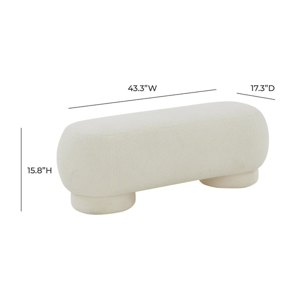 TOV Furniture Mara 43" Vegan Shearling Ottoman - Plush Comfort Meets Modern Style for Effortless Home Elegance Cream TOV-OC68538