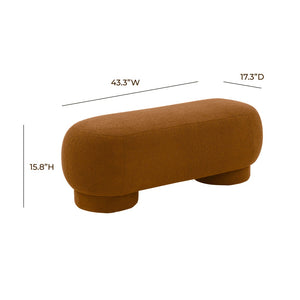 TOV Furniture Mara 43" Vegan Shearling Ottoman - Plush Comfort Meets Modern Style for Effortless Home Elegance Brown TOV-OC68539