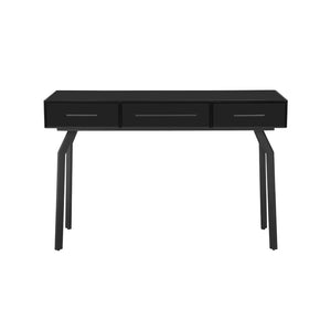 TOV Furniture Santana 47" Black Glass Console Table - Retro 3-Drawer Desk for Modern Home Office & Living Spaces TOV-OC68577