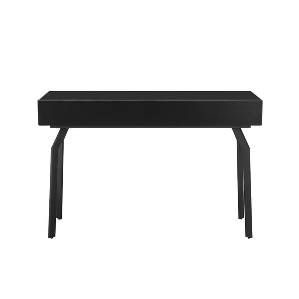 TOV Furniture Santana 47" Black Glass Console Table - Retro 3-Drawer Desk for Modern Home Office & Living Spaces TOV-OC68577