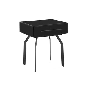 TOV Furniture Santana Black Glass Side Table – Retro-Modern Accent Table with Storage for Stylish Living Spaces TOV-OC68578