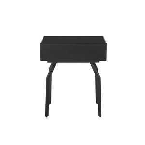 TOV Furniture Santana Black Glass Side Table – Retro-Modern Accent Table with Storage for Stylish Living Spaces TOV-OC68578