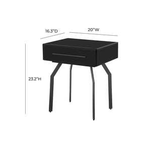 TOV Furniture Santana Black Glass Side Table – Retro-Modern Accent Table with Storage for Stylish Living Spaces TOV-OC68578