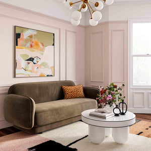 TOV Furniture Jasper 33" Modern White Glossy Round Coffee Table with Black Trim - Stylish Centerpiece for Any Room TOV-OC68596