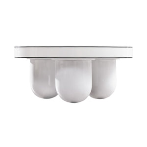 TOV Furniture Jasper 33" Modern White Glossy Round Coffee Table with Black Trim - Stylish Centerpiece for Any Room TOV-OC68596