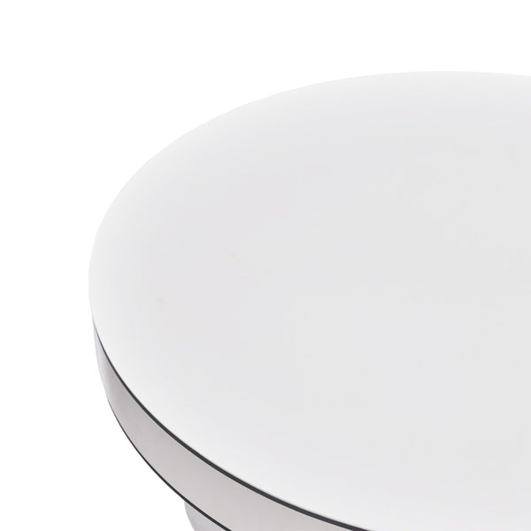 TOV Furniture Jasper 33" Modern White Glossy Round Coffee Table with Black Trim - Stylish Centerpiece for Any Room TOV-OC68596