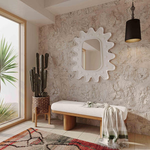 TOV Furniture Ollie 48" White Performance Boucle Bench – Stylish Danish Design for Entryway, Living Room, or Bedroom TOV-OC68605