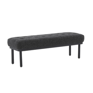 TOV Furniture Olivia 53" Boucle Bench - Midcentury Modern Design for Stylish Entryways and Living Spaces Black TOV-OC68632