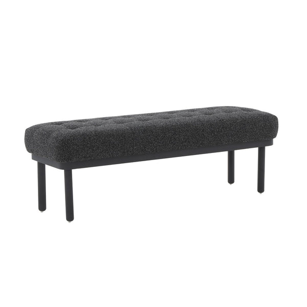 TOV Furniture Olivia 53" Boucle Bench - Midcentury Modern Design for Stylish Entryways and Living Spaces Black TOV-OC68632