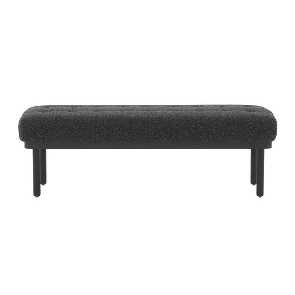 TOV Furniture Olivia 53" Boucle Bench - Midcentury Modern Design for Stylish Entryways and Living Spaces Black TOV-OC68632