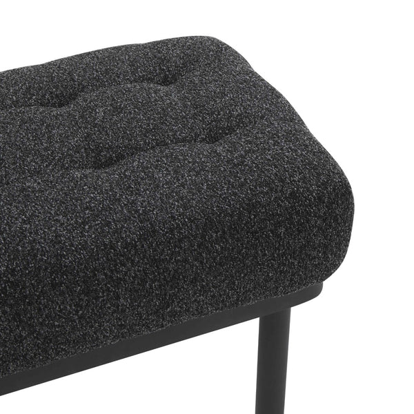 TOV Furniture Olivia 53" Boucle Bench - Midcentury Modern Design for Stylish Entryways and Living Spaces Black TOV-OC68632