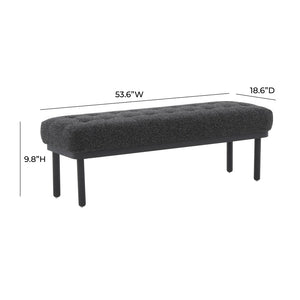 TOV Furniture Olivia 53" Boucle Bench - Midcentury Modern Design for Stylish Entryways and Living Spaces Black TOV-OC68632