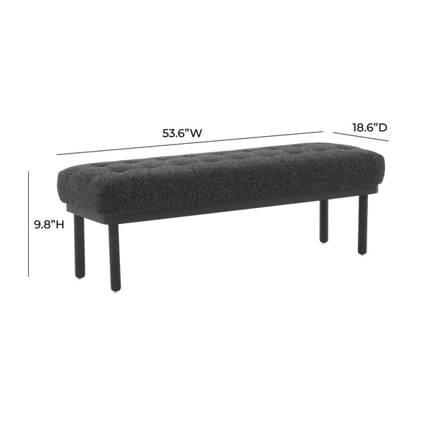 TOV Furniture Olivia 53" Boucle Bench - Midcentury Modern Design for Stylish Entryways and Living Spaces Black TOV-OC68632