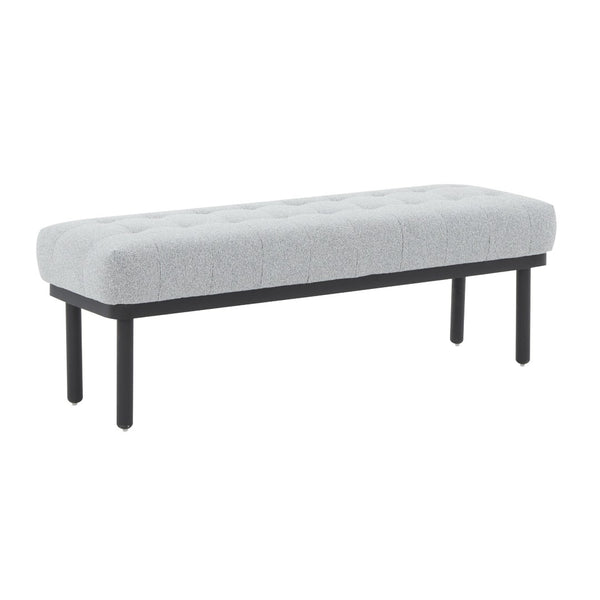 TOV Furniture Olivia 53" Boucle Bench - Midcentury Modern Design for Stylish Entryways and Living Spaces Grey TOV-OC68633