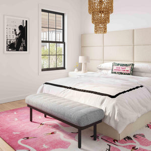 TOV Furniture Olivia 53" Boucle Bench - Midcentury Modern Design for Stylish Entryways and Living Spaces Grey TOV-OC68633