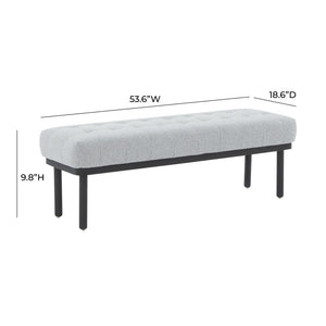TOV Furniture Olivia 53" Boucle Bench - Midcentury Modern Design for Stylish Entryways and Living Spaces Grey TOV-OC68633