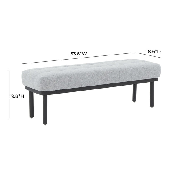 TOV Furniture Olivia 53" Boucle Bench - Midcentury Modern Design for Stylish Entryways and Living Spaces Grey TOV-OC68633