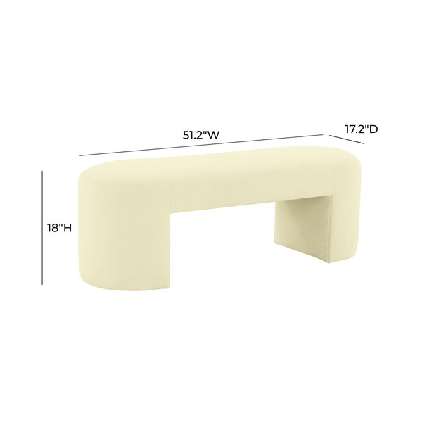 TOV Furniture Elena Plush Velvet Bench – Modern Elegance for Living Rooms, Entryways, and Bedrooms – Handcrafted Comfort Yellow TOV-OC68638