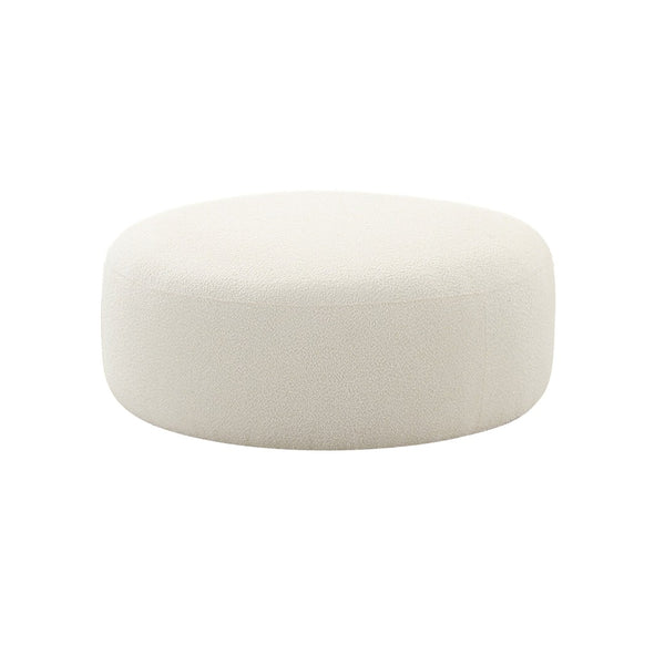 TOV Furniture Broohah Upholstered Ottoman – Stylish Curved Design, Luxurious Boucle Fabric, Perfect for Modern Living Spaces Cream TOV-OC68657