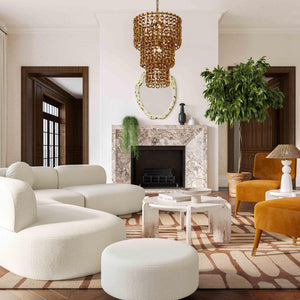 TOV Furniture Broohah Upholstered Ottoman – Stylish Curved Design, Luxurious Boucle Fabric, Perfect for Modern Living Spaces Cream TOV-OC68657