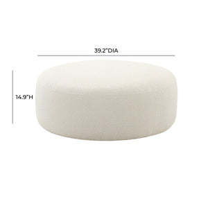 TOV Furniture Broohah Upholstered Ottoman – Stylish Curved Design, Luxurious Boucle Fabric, Perfect for Modern Living Spaces Cream TOV-OC68657