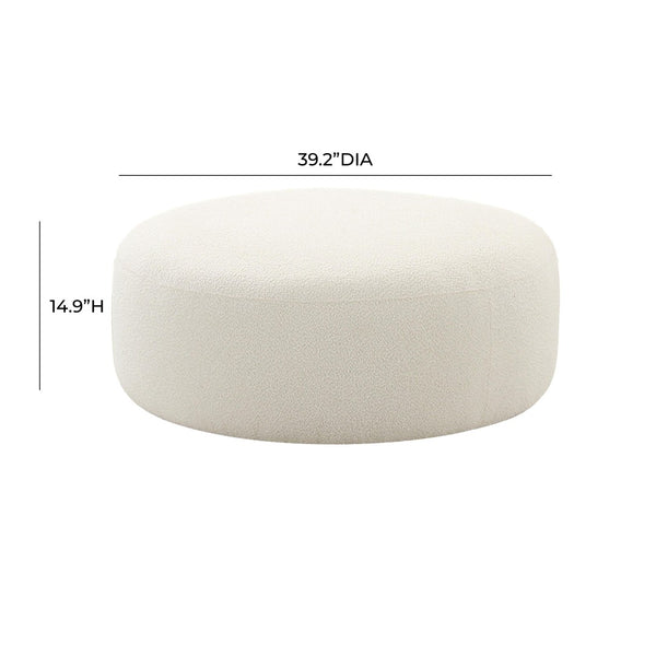 TOV Furniture Broohah Upholstered Ottoman – Stylish Curved Design, Luxurious Boucle Fabric, Perfect for Modern Living Spaces Cream TOV-OC68657