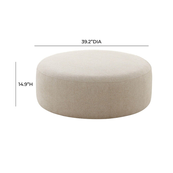 TOV Furniture Broohah Upholstered Ottoman – Stylish Curved Design, Luxurious Boucle Fabric, Perfect for Modern Living Spaces Beige TOV-OC68658