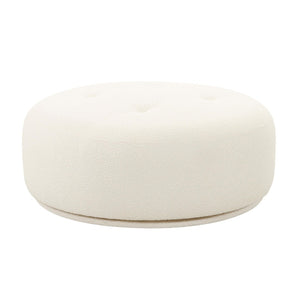 TOV Furniture Fickle Cream Boucle Swivel Ottoman - Versatile Modern Centerpiece for Stylish Living Spaces & Comfort TOV-OC68672